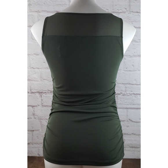 Ann Taylor Petite Sleeveless Ruched Sides Top ~ Dark Green ~ XS / Extra Small - Picture 4 of 10